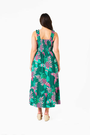 Nalani Strap Dress - Green Pink Pineapple