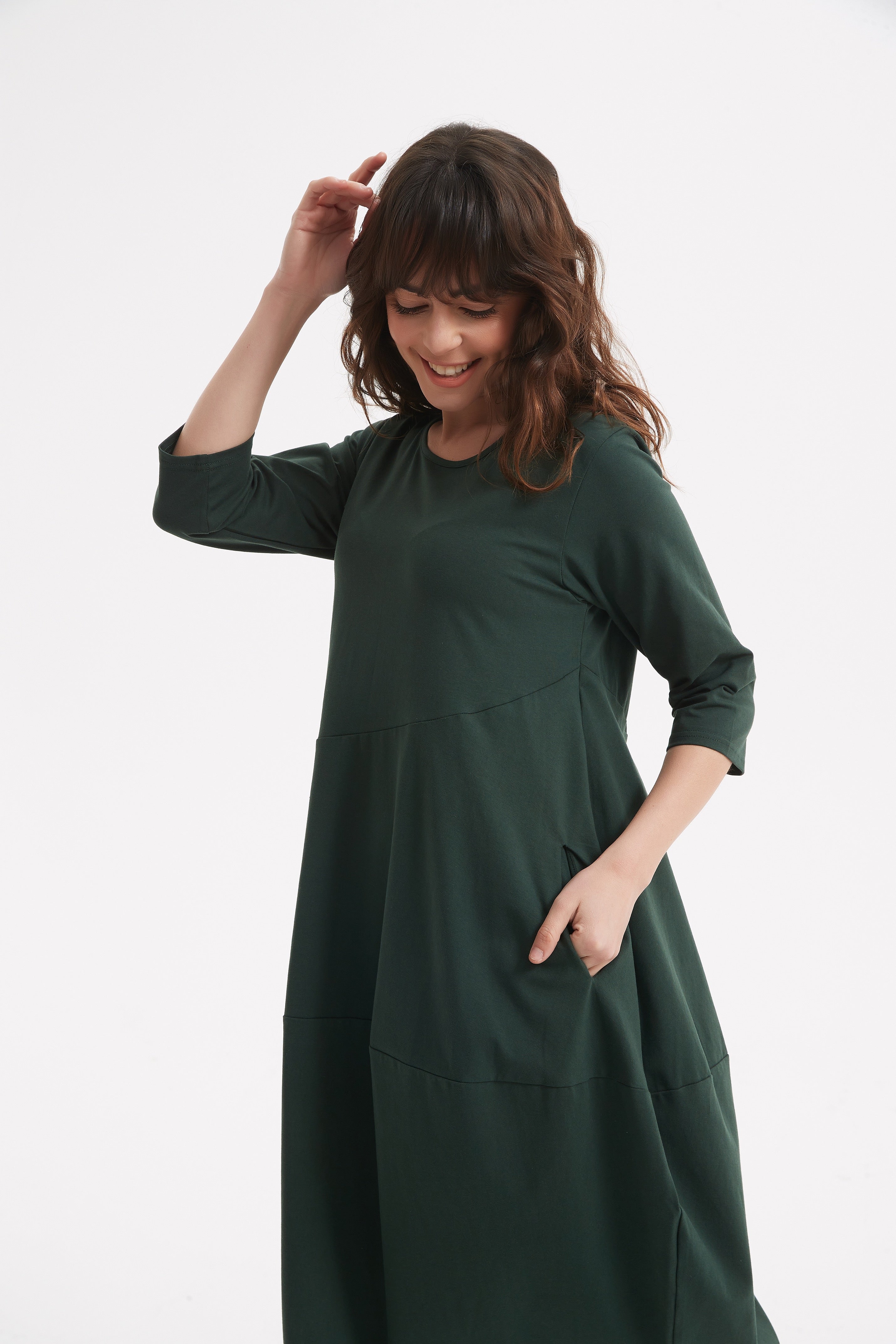 Diagonal Seam Dress - Deep Green – Harlos