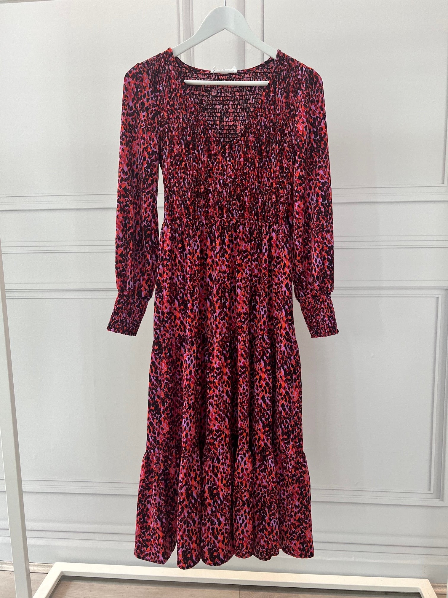 V Neck Phoenix Dress - Red Print