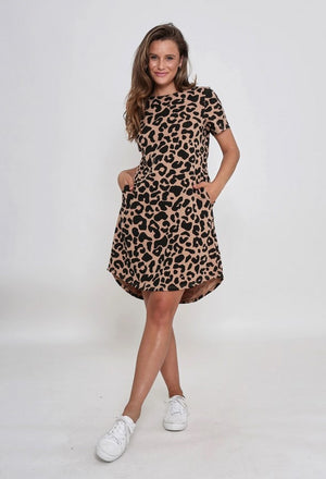 Remi Dress - Tan Leopard