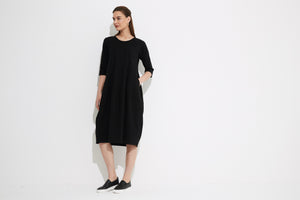 Tirelli Diagonal Seam Dress - Black Winter Weight Harlos