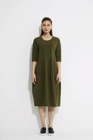 Tirelli Diagonal Seam Dress - Khaki Harlos