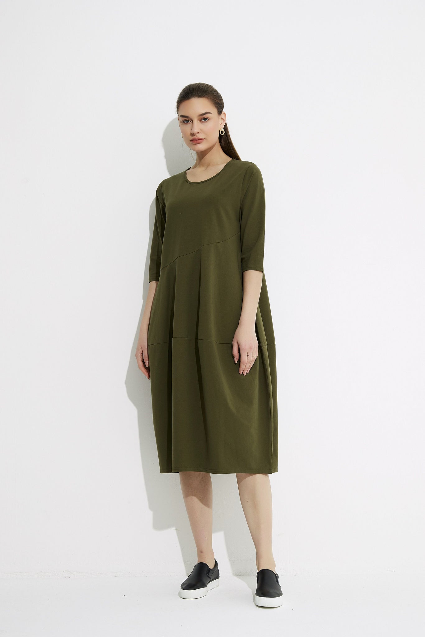 Tirelli Diagonal Seam Dress - Khaki Harlos