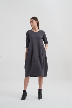 Diagonal Seam Dress - Slate Grey